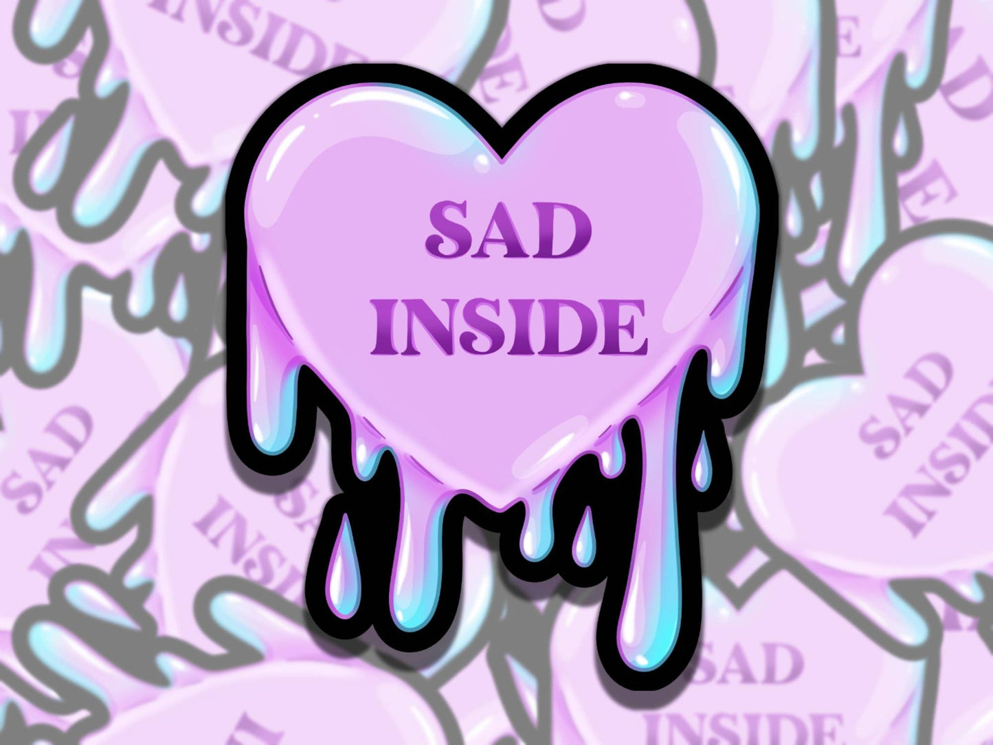 Spooky Girly Imagery Heart Waterproof Vinyl Sticker Set, Gift for Friend, Funny Sticker for Kindle Laptop Water Bottle Journal