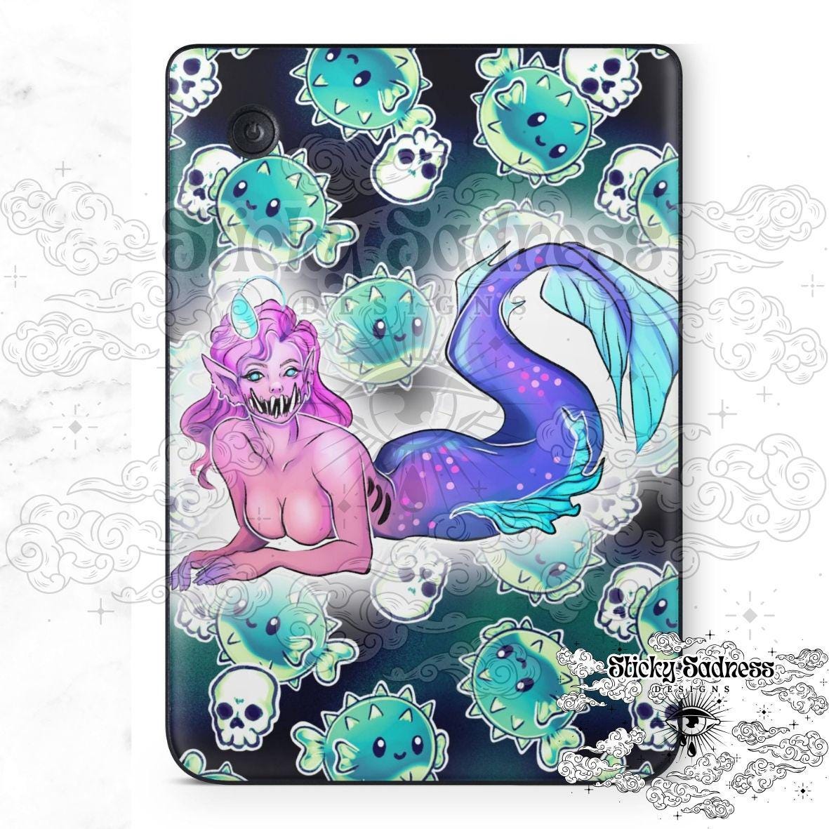 Green Siren Character eReader Tablet Insert for Kindle Kobo iPad Boox Fire, eReader Insert, eReader Design, Bookish Gift for Booklover