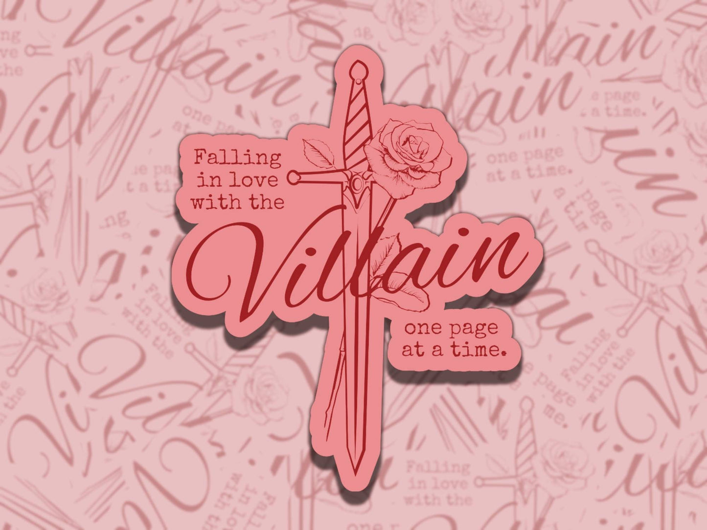 In Love With the Villain Sticker Multiple Colors, Reading Vinyl Sticker, Smutty Waterproof eReader, Kindle, Cute Funny Gift for Bookworm