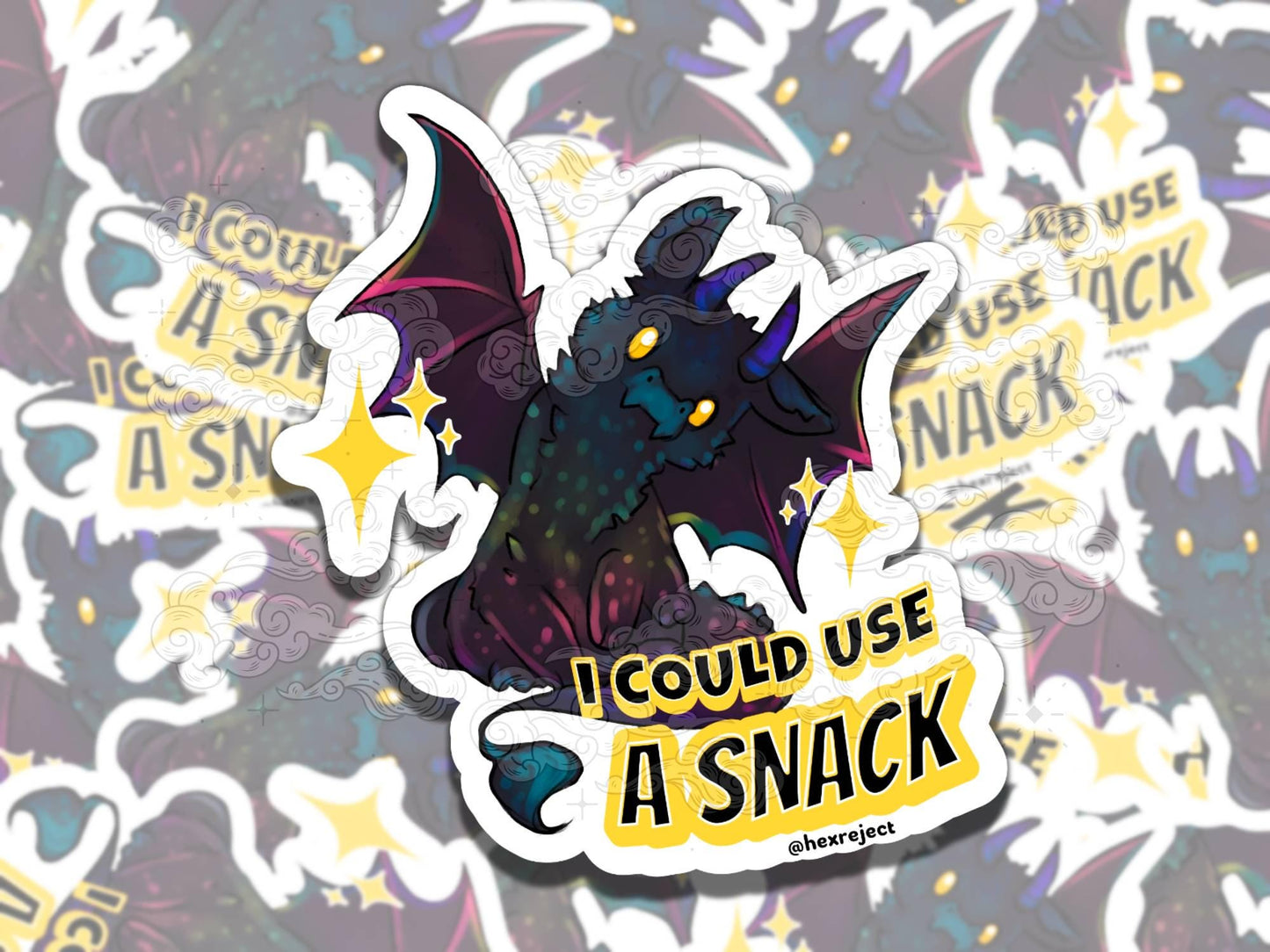 Iridescent Hungry Dragon Cute Bookish Waterproof Vinyl Sticker, Gift for Girl Friend, Funny Sticker for Kindle Laptop Water Bottle Journal