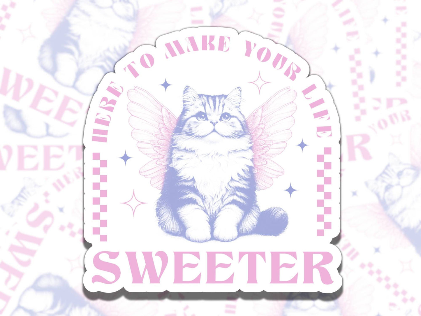 Cute funny waterproof vinyl sticker for cat lover, fun sticker gift for best friend, funny decal for laptop water bottle kindle