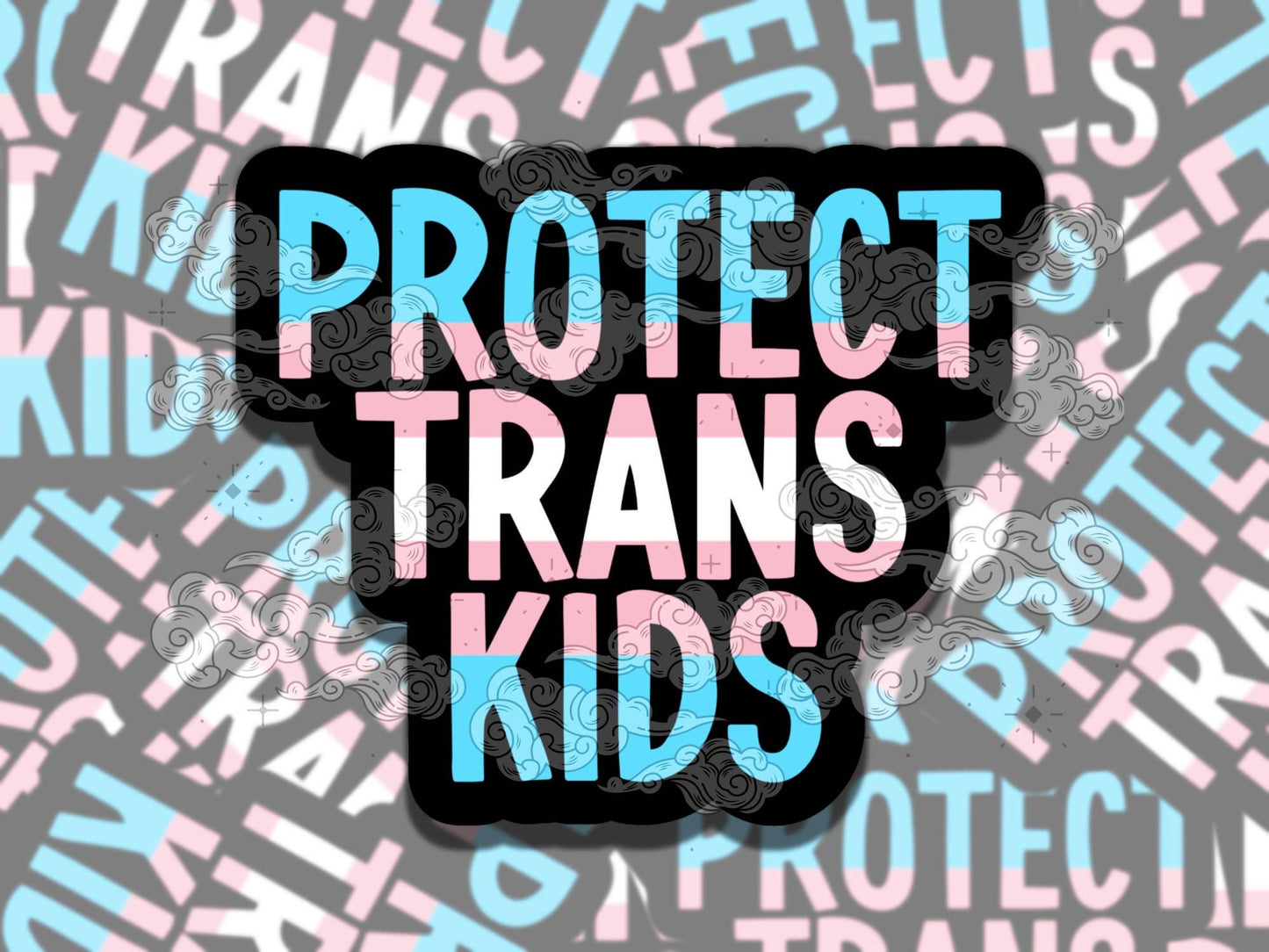Protect Trans Kids Cute Waterproof Pride Vinyl Sticker, Gift for Girl Friend, Funny Sticker for Kindle Laptop Water Bottle Journal