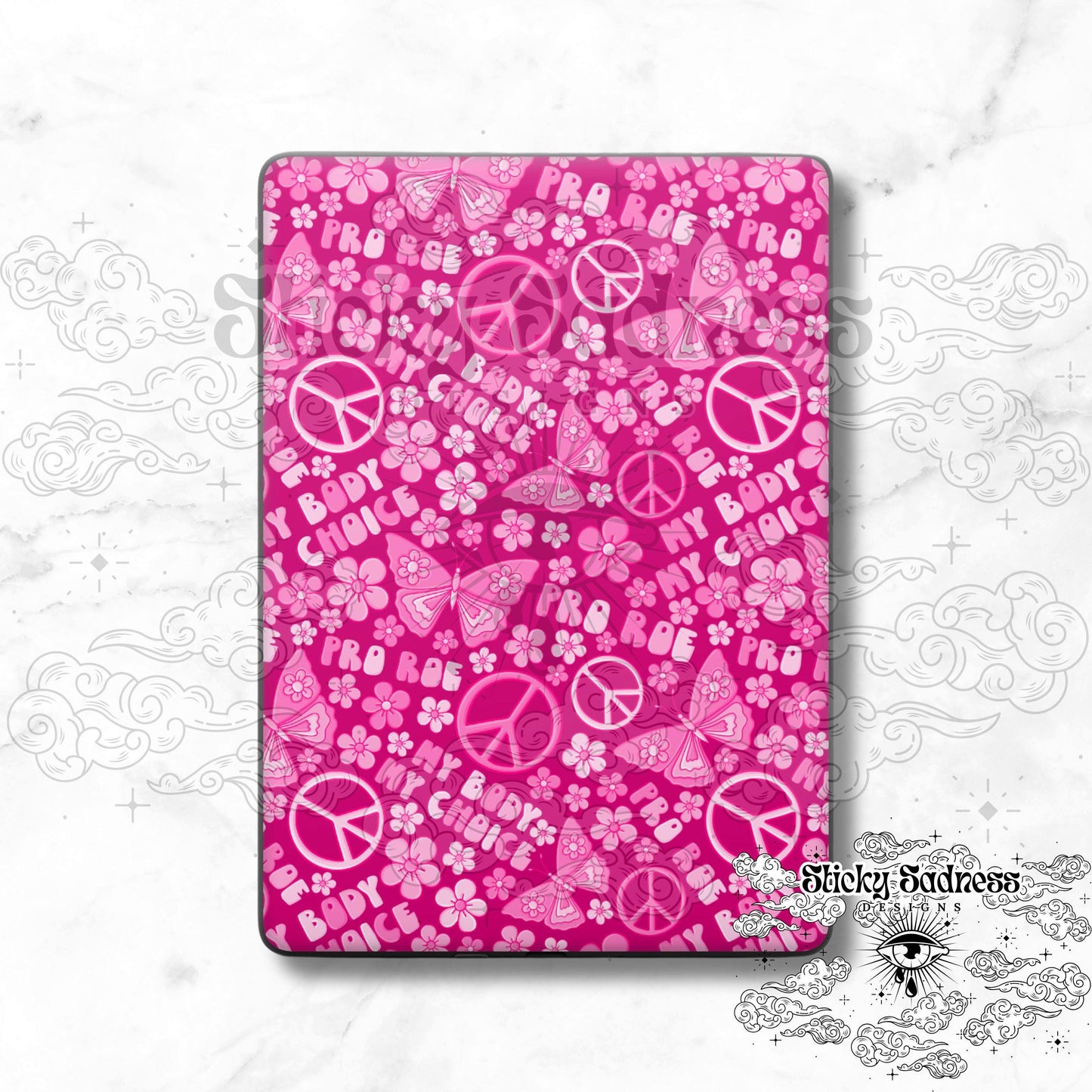 Pro Roe Cute Pink Women's Rights eReader Tablet Insert for Kindle Kobo iPad Boox Fire, eReader Insert, eReader Sticker Design, Bookish Gif