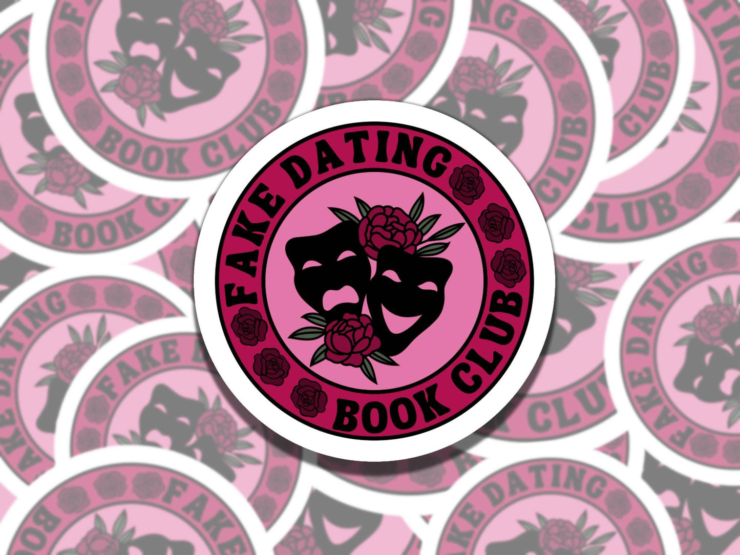 Fake Dating Book Club Sticker, Reading Vinyl Sticker, Smutty Waterproof eReader, Kindle, Cute Pink Sticker, Gift for Bookworm, Bookish Gift