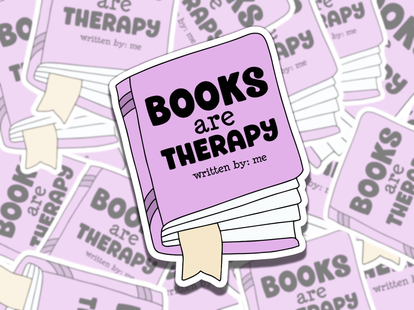 Books are Therapy Sticker, Purple Reading Vinyl Sticker, BookTok Waterproof eReader, Kindle, Cute Funny Gift for Bookworm, Bookish Gift