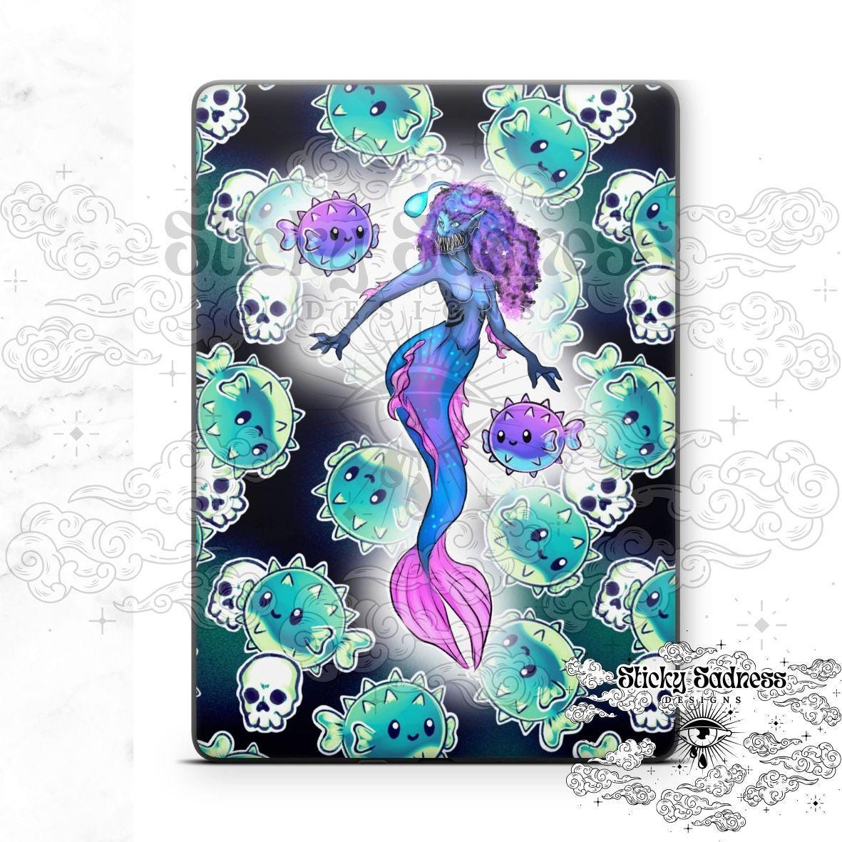 Green Siren Character eReader Tablet Insert for Kindle Kobo iPad Boox Fire, eReader Insert, eReader Design, Bookish Gift for Booklover
