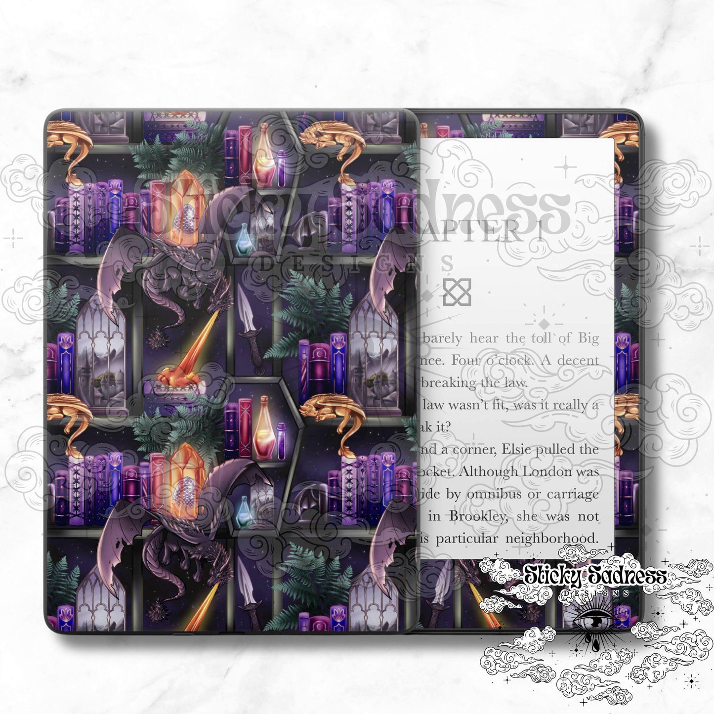 Bookish Void Dragon Decal Insert Skin, Cute Fantasy Vinyl Wrap for Kindle Kobo iPad Boox Fire, Gift for Book Lover, BookTok Accessories