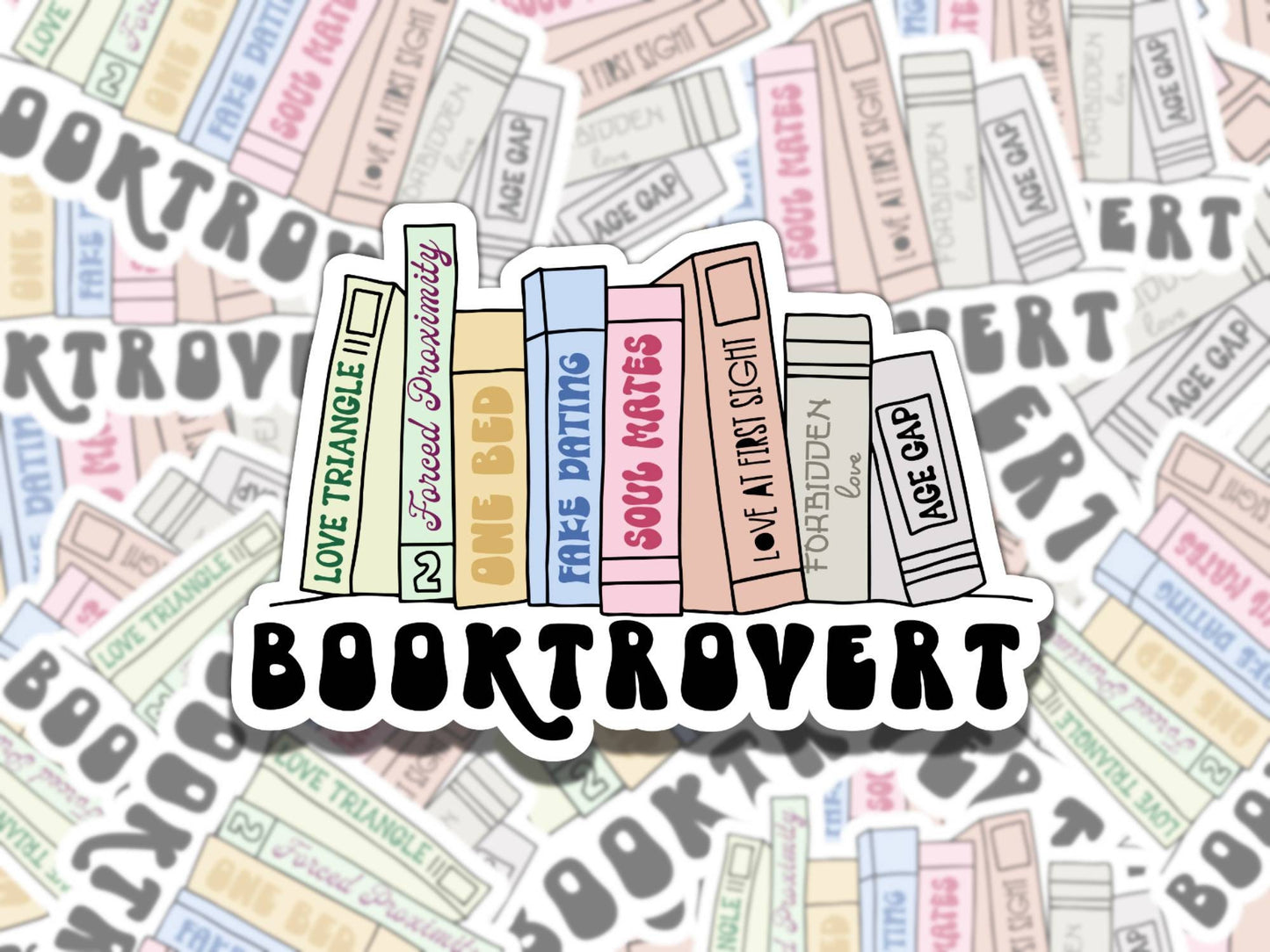 Booktrovert Book Tropes Sticker, Reading Vinyl Sticker, BookTok Waterproof eReader, Kindle, Cute Funny Gift for Bookworm, Bookish Gift