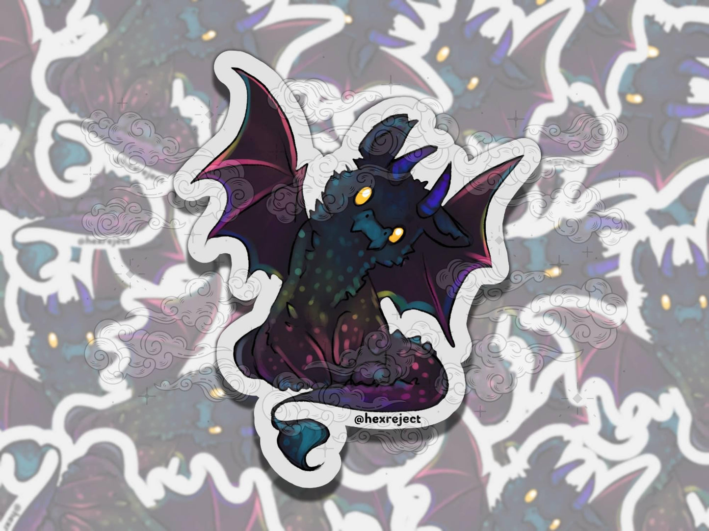 Iridescent Hungry Dragon Cute Bookish Waterproof Vinyl Sticker, Gift for Girl Friend, Funny Sticker for Kindle Laptop Water Bottle Journal