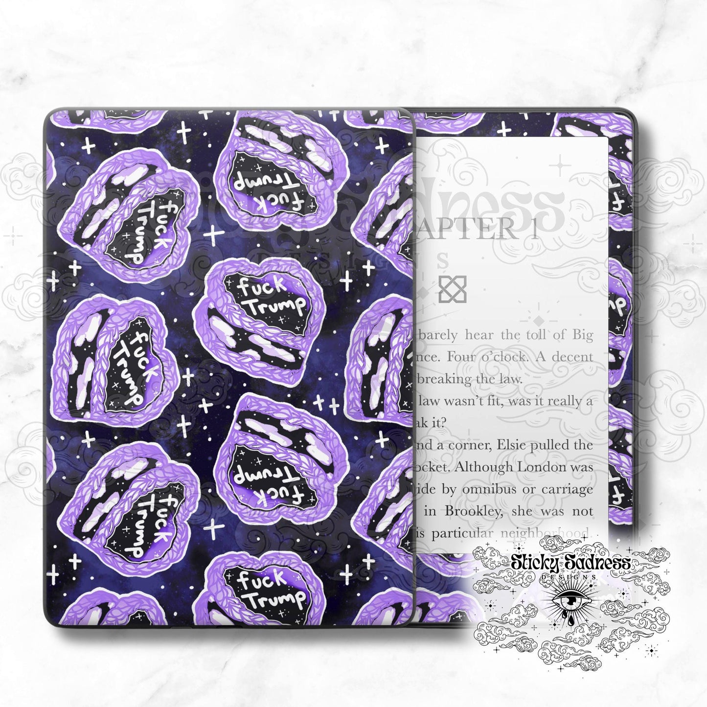 Fuck Trump Cakes Dark Human Rights Decal Insert Skin, Vinyl Wrap for Kindle Kobo iPad Boox Fire, Gift for Book Lover, BookTok Accessories