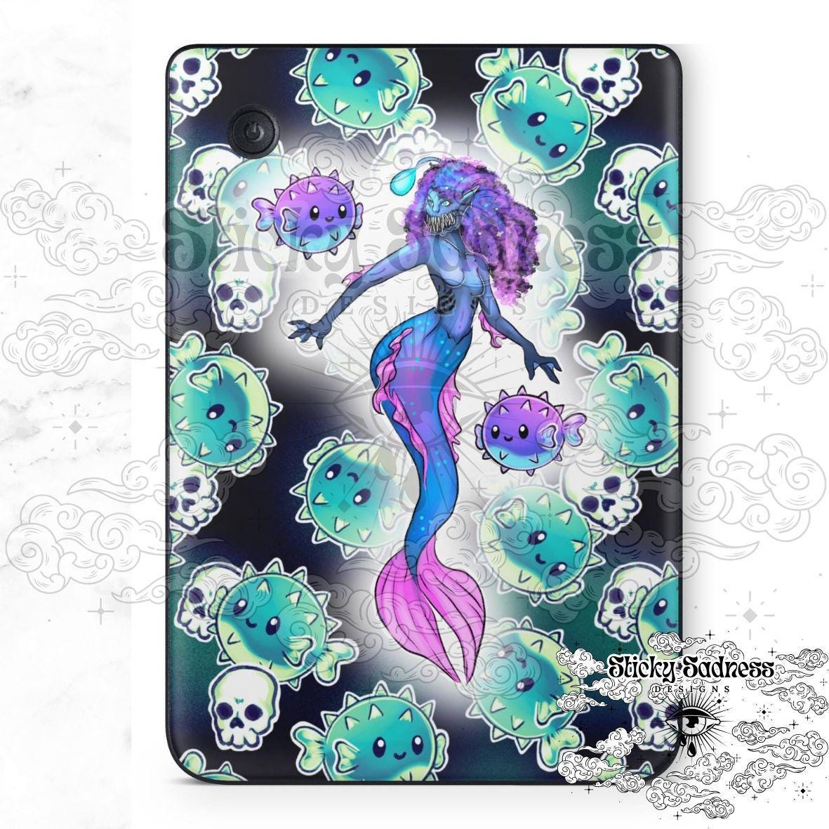 Green Siren Character eReader Tablet Insert for Kindle Kobo iPad Boox Fire, eReader Insert, eReader Design, Bookish Gift for Booklover