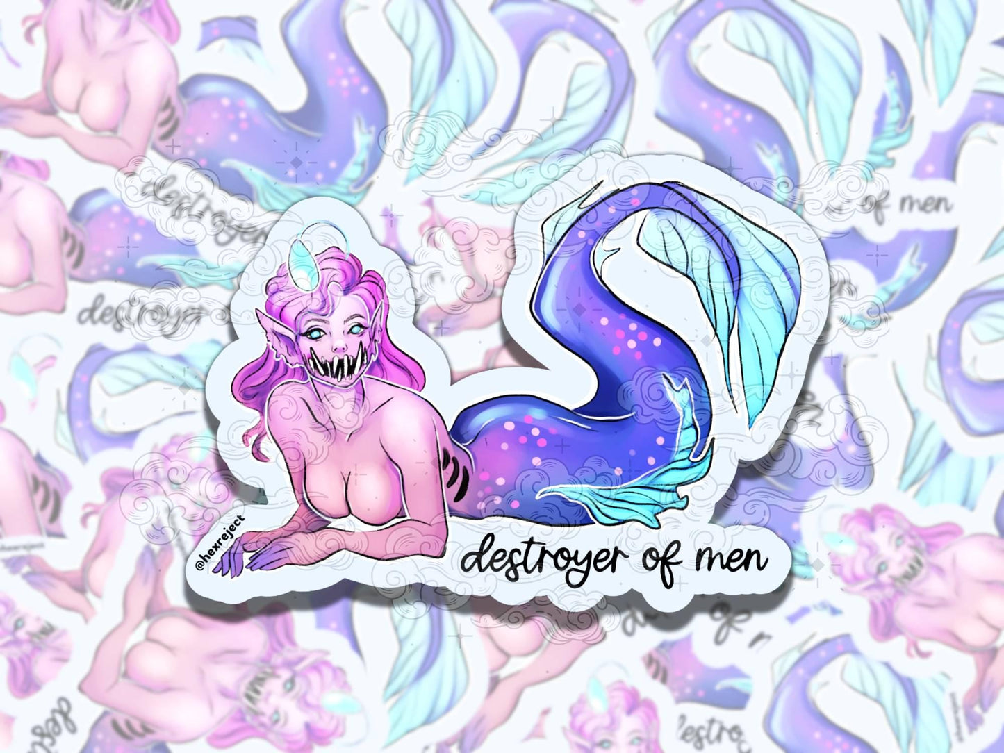 Siren Destroyer of Men Bookish Fantasy Waterproof Vinyl Sticker, Gift for Girl Friend, Funny Sticker for Kindle Laptop Water Bottle Journal