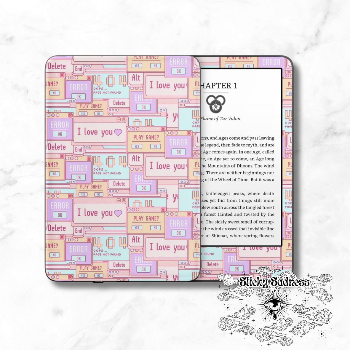 Pastel Pop-Up Decals Insert Skin, Cute Vinyl Wrap for Kindle Kobo iPad Boox Fire, Gift for Book Lover, BookTok Accessories