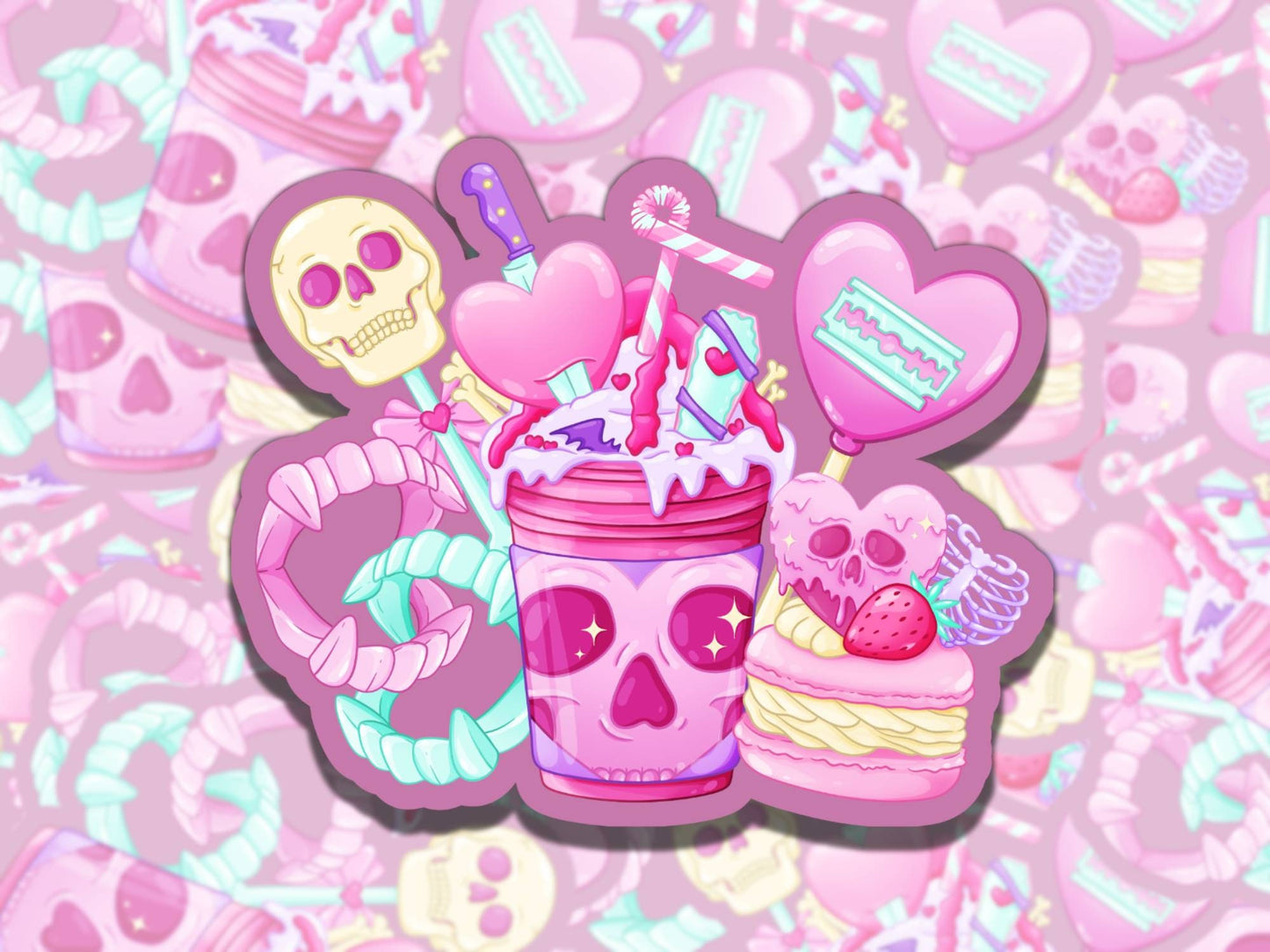 Halloween Spooky Cute Sweets Waterproof Vinyl Sticker Set, Gift for Friend, Funny Sticker for Kindle Laptop Water Bottle Journal