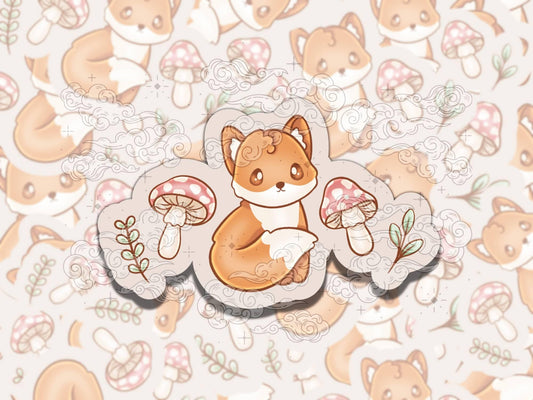 Woodland Fox Cute Cottagecore Waterproof Vinyl Sticker, Girly Gift for Friend, Funny Sticker for Kindle Laptop Water Bottle Journal