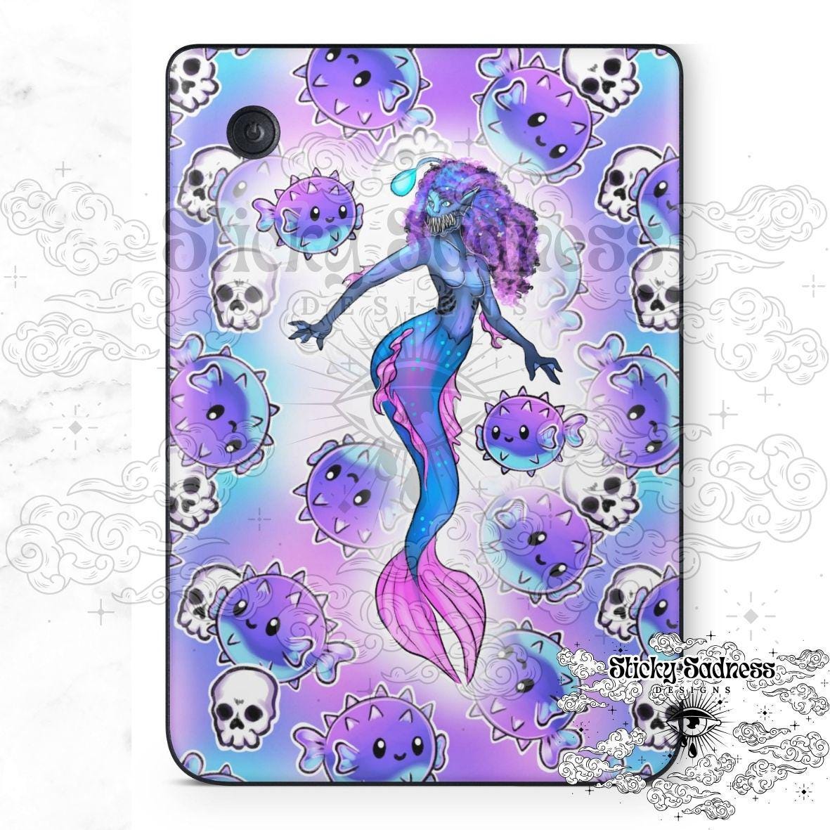 Lavender Siren Character eReader Tablet Insert for Kindle Kobo iPad Boox Fire, eReader Insert, eReader Design, Bookish Gift for Booklover