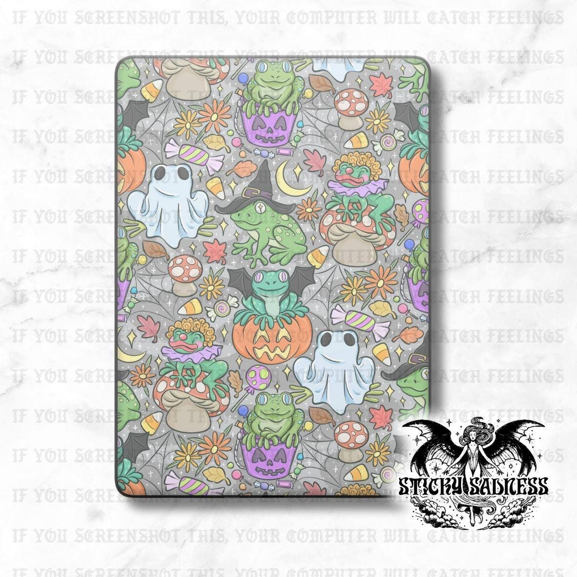 Grey Halloween Frogs Spooky Cute