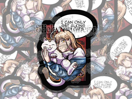 Devil and Her Cat Anime Waterproof Vinyl Sticker, Gift for Friend, Funny Sticker for Kindle Laptop Water Bottle Journal, Fantasy