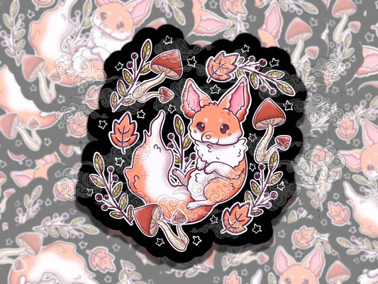Autumnal Fox Cute Witchy Waterproof Vinyl Sticker, Gift for Girl Friend, Funny Sticker for Kindle Laptop Water Bottle Journal