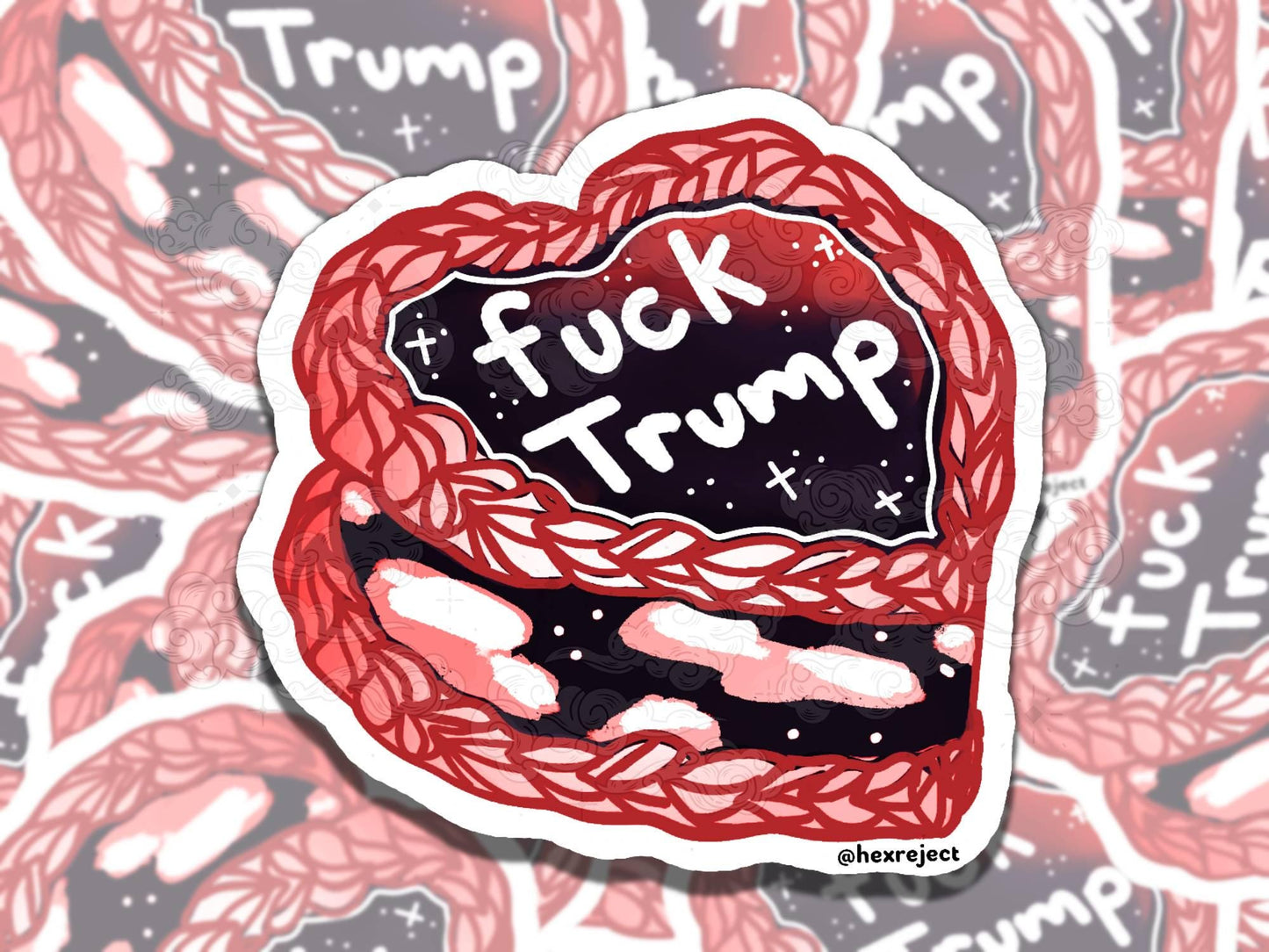 Fuck Trump Cutesy Cakes Human Rights Waterproof Vinyl Sticker, Gift for Girl Friend, Funny Sticker for Kindle Laptop Water Bottle Journal