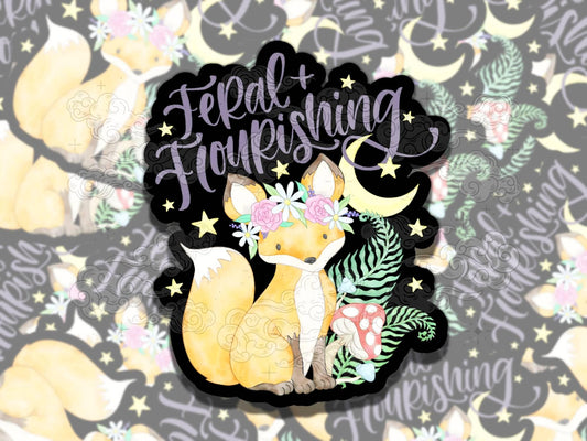 Feral and Flourishing Watercolor Fox Cute Waterproof Vinyl Sticker, Gift for Friend, Funny Sticker for Kindle Laptop Water Bottle Journal
