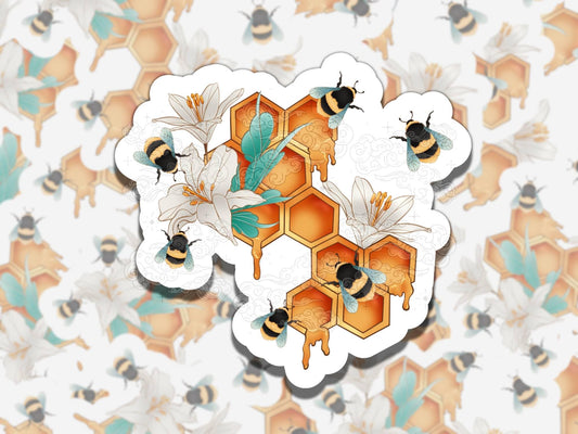 Spring Hive Nature Whimsigoth Waterproof Vinyl Sticker, Girly Gift for Friend, Funny Sticker for Kindle Laptop Water Bottle Journal