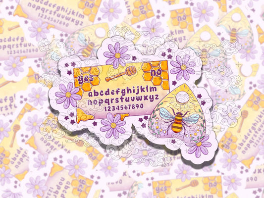 Ouija Bee Cute Fun Witchy Waterproof Vinyl Sticker, Gift for Girl Friend, Funny Sticker for Kindle Laptop Water Bottle Journal