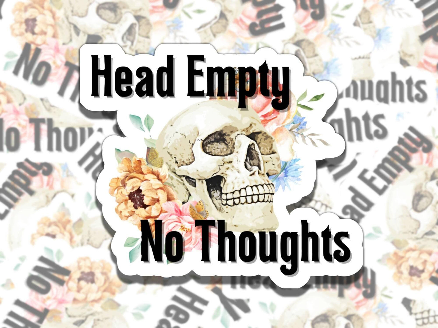 Head Empty No Thoughts Sticker, Cute Goth, Vinyl Sticker, Gift for Friend, Funny Sticker for Kindle Laptop Water Bottle Journal