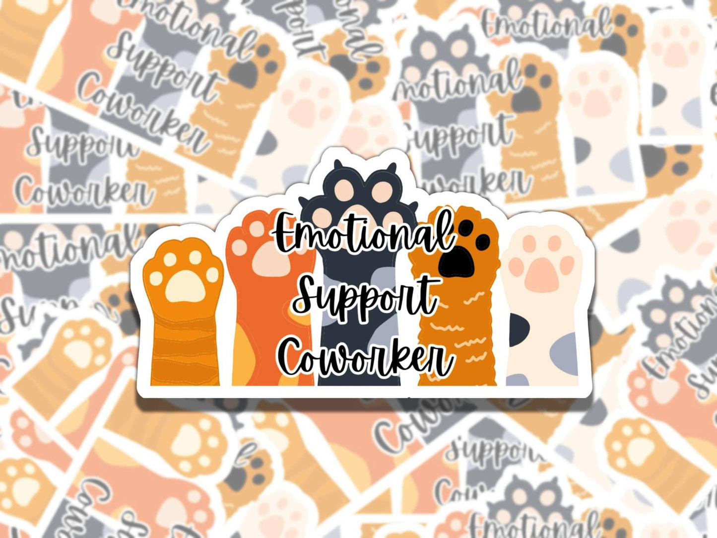 Emotional Support Coworker Sticker Cat, Vinyl Sticker, Gift for Cat Lover, Gift for Pet Owner, Cat Sticker