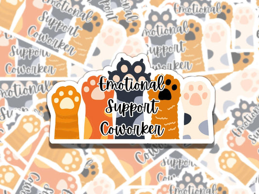 Emotional Support Coworker Sticker Cat, Vinyl Sticker, Gift for Cat Lover, Gift for Pet Owner, Cat Sticker