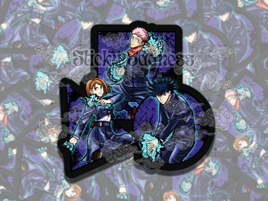 The Trio Anime Waterproof Vinyl Sticker, Gift for Friend, Funny Sticker for Kindle Laptop Water Bottle Journal, Fantasy Art