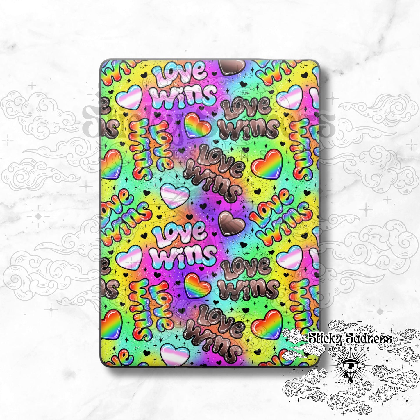 Love Wins Cute Rainbow Color Pride eReader Tablet Insert for Kindle Kobo iPad Boox Fire, eReader Insert, eReader Sticker Design, Bookish Gif