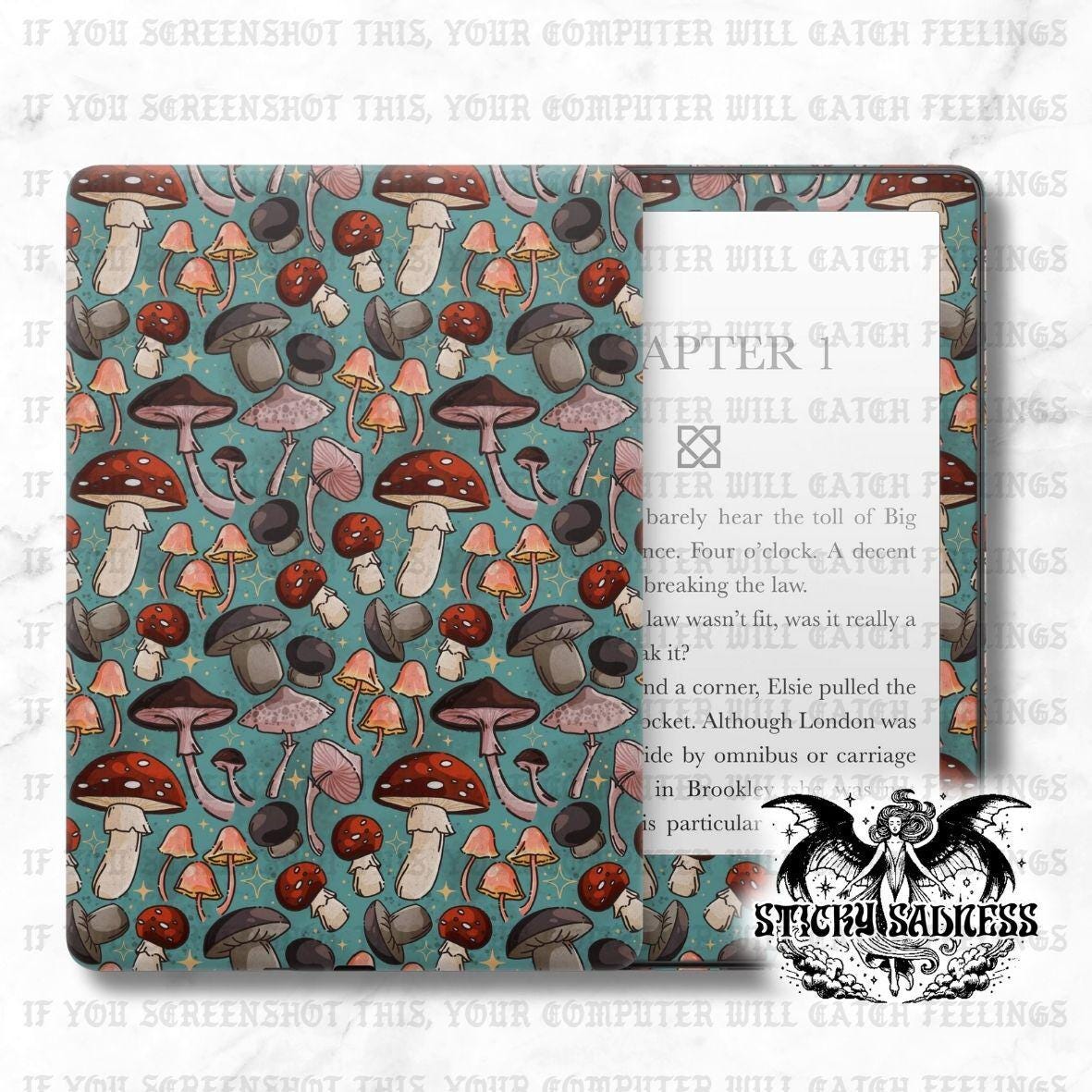 Blue Rustic Mushroom Cute eReader