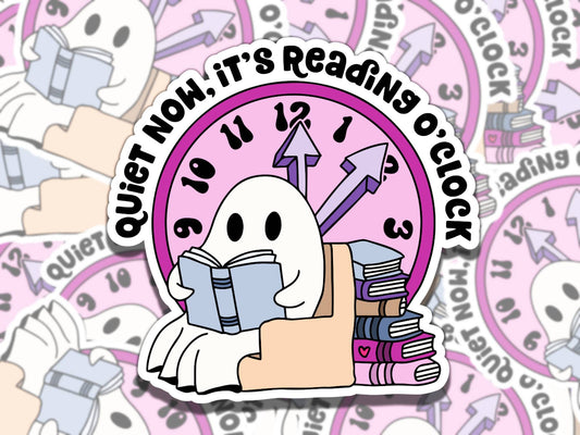 It's Reading O'Clock Sticker, Ghost Reading Vinyl Sticker, BookTok Waterproof eReader, Kindle, Cute Funny Gift for Bookworm, Bookish Gift