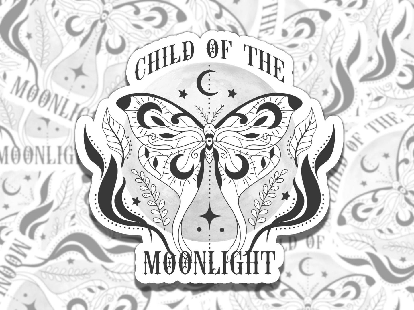 Child of the Moonlight Mystical Moth Sticker, Waterproof Affirmation Sticker, Funny Gift for Friend, Sticker for Kindle Laptop Water Bottle