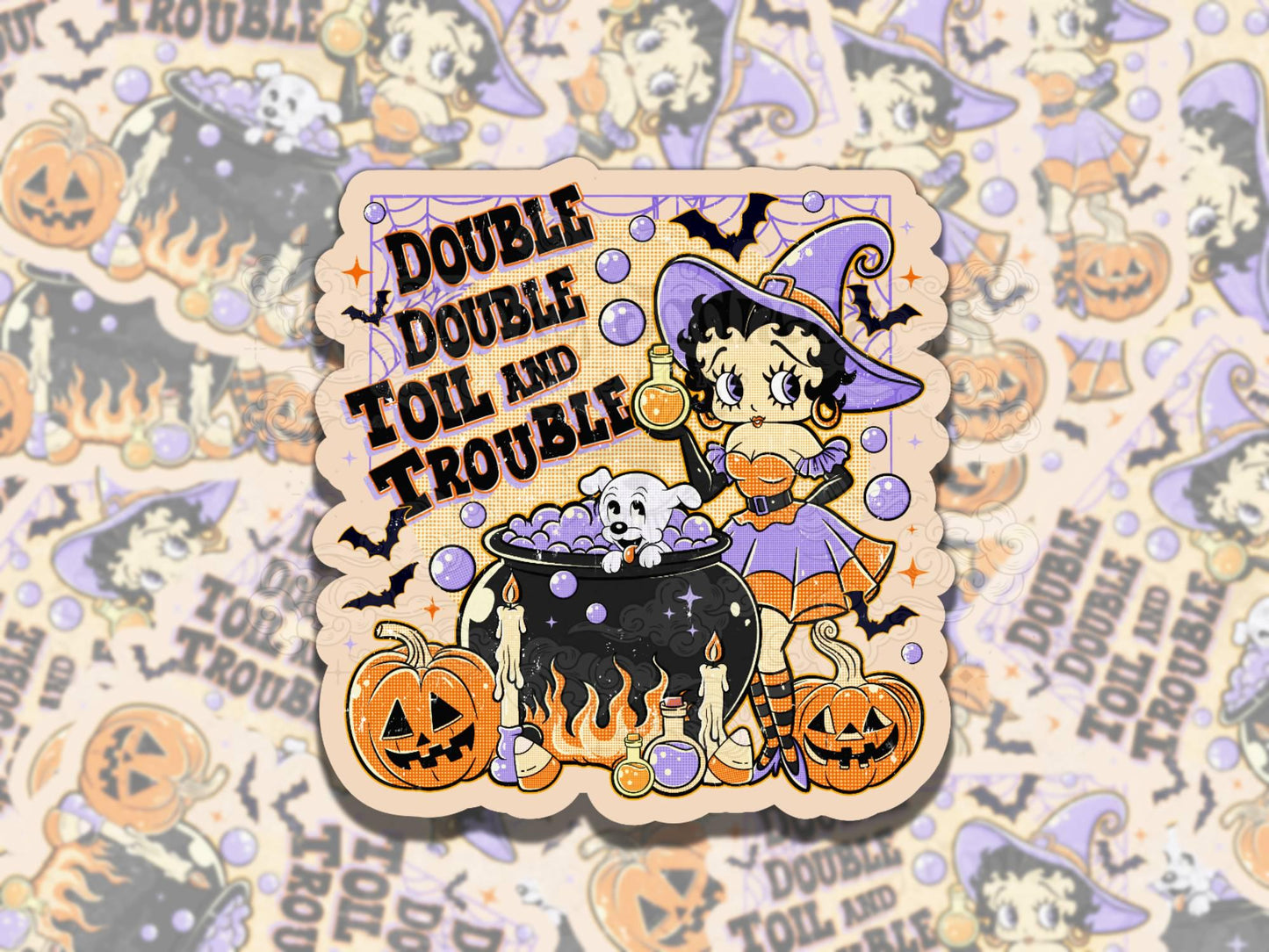 Double Double Pinup Girl Spooky Waterproof Vinyl Sticker, Gift for Friend, Funny Sticker for Kindle Laptop Water Bottle Journal