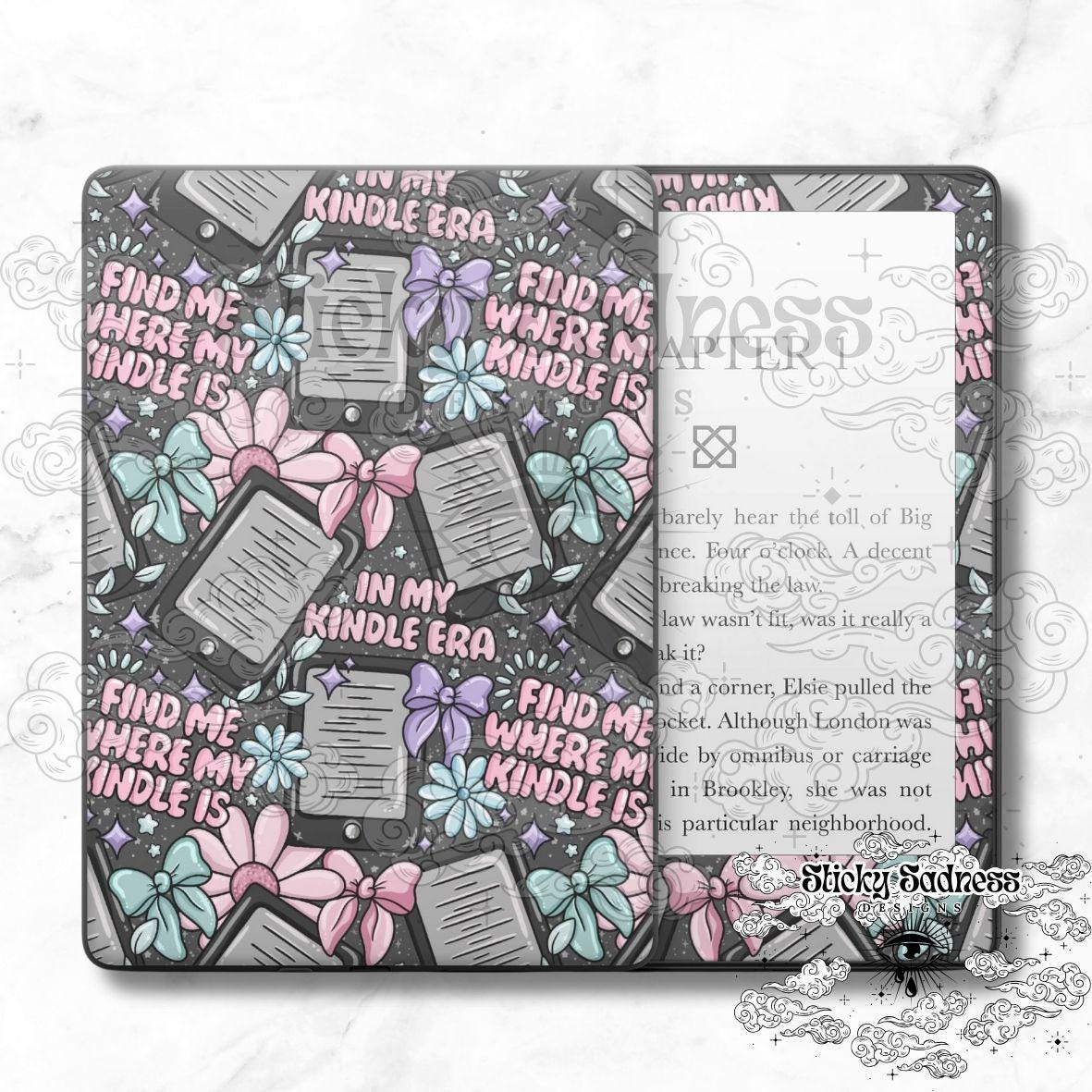 Find Me Where My Kindle Is Decal Insert Skin, Cute Vinyl Wrap for Kindle Kobo iPad Boox Fire, Bookish Gift, BookTok Accessories
