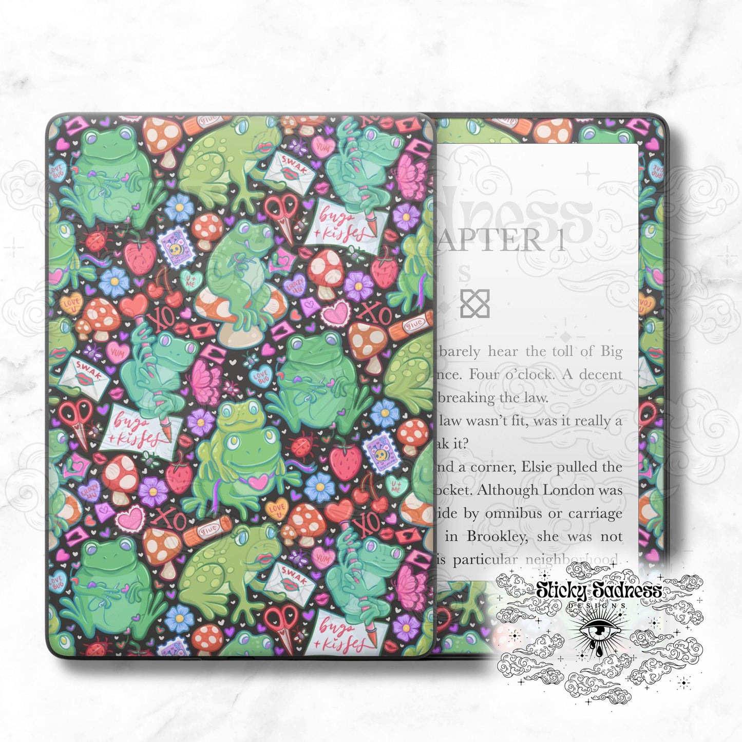 Valentine's Frog Holiday Insert Skin, Cute Vinyl Wrap for Kindle Kobo iPad Boox Fire, Gift for Valentine Book Lover, BookTok Accessories
