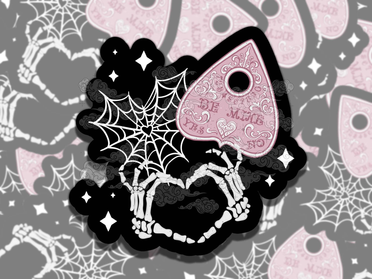 Spooky V-Day Gothic Valentine's Holiday Waterproof Vinyl Sticker, Gift for Girl Friend, Funny Sticker for Kindle Laptop Water Bottle Journal