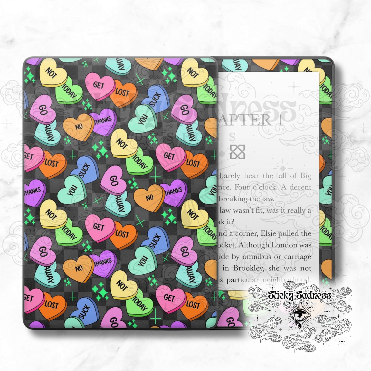 Anti-Valentine Holiday Insert Skin, Cute Vinyl Wrap for Kindle Kobo iPad Boox Fire, Gift for Valentine Book Lover, BookTok Accessories