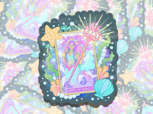 Mermaid Tarot Cute Girly Mythical Waterproof Vinyl Sticker, Gift for Friend, Funny Sticker for Kindle Laptop Water Bottle Journal
