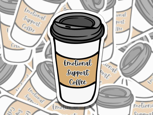 Emotional Support Coffee Sticker, Vinyl Sticker, Gift for Coffee Lover, Gift for College Student, Gift for Girlfriend, Coffee Sticker
