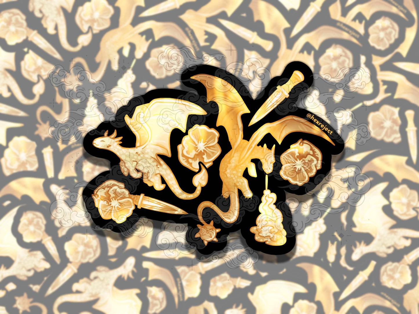 Dragon Porcelain Cute Witchy Waterproof Vinyl Sticker, Gift for Girl Friend, Funny Sticker for Kindle Laptop Water Bottle Journal