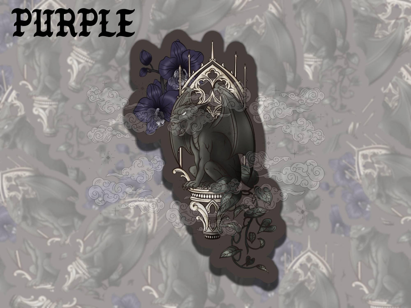 Romantic Gargoyle Whimsigoth Waterproof Vinyl Sticker, Girly Gift for Friend, Funny Sticker for Kindle Laptop Water Bottle Journal