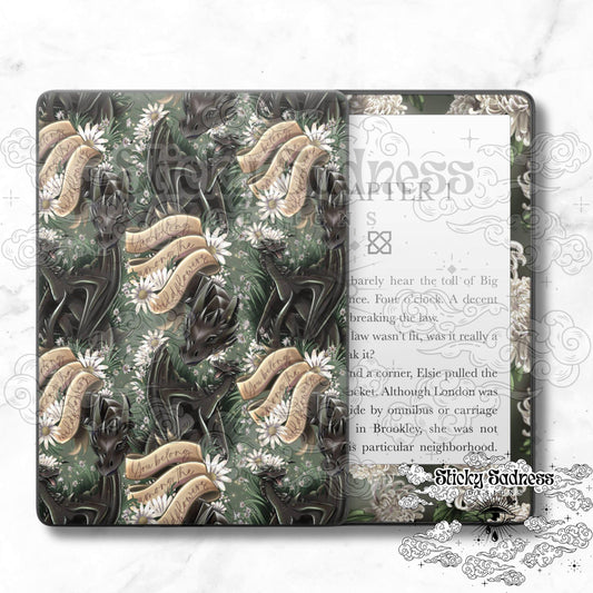 You Belong White Flowers Decal Insert Skin, Cute Fantasy Vinyl Wrap for Kindle Kobo iPad Boox Fire, Gift for Book Lover, BookTok Accessory