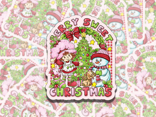 Berry Sweet Christmas Nostalgic Waterproof Vinyl Sticker, Gift for Friend, Funny Sticker for Kindle Laptop Water Bottle Journal