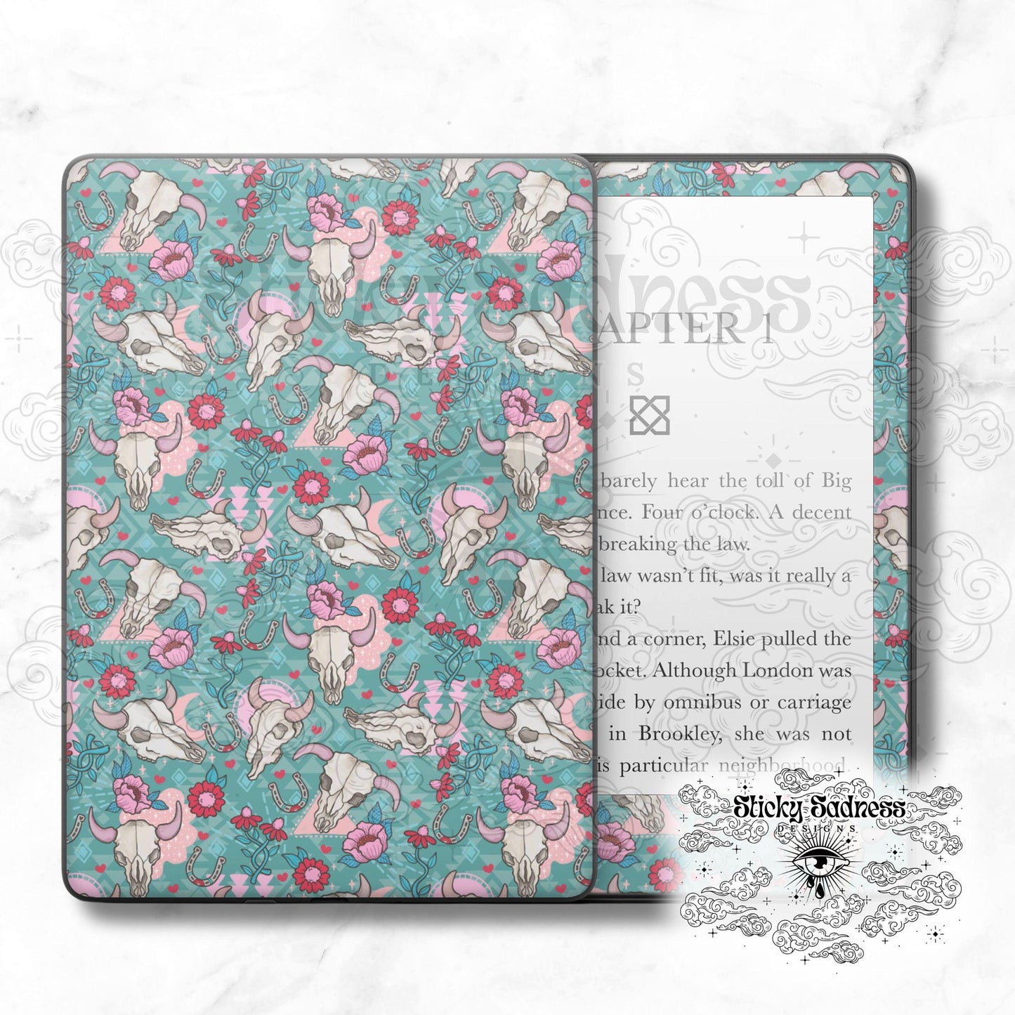 Western Valentine Holiday Insert Skin, Cute Vinyl Wrap for Kindle Kobo iPad Boox Fire, Gift for Valentine Book Lover, BookTok Accessories