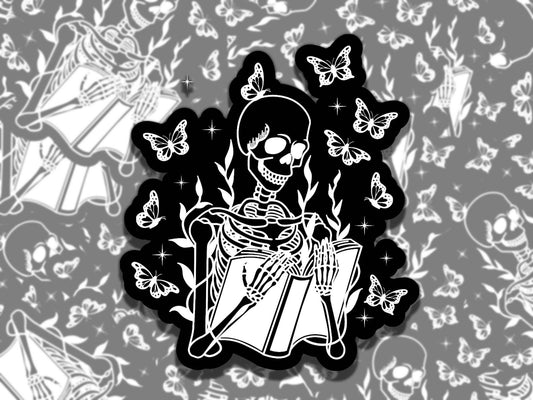 Skeleton Butterflies Multiple Colors, Reading Vinyl Sticker, Smutty Waterproof eReader, Kindle, Cute Funny Gift for Bookworm, Bookish Gift