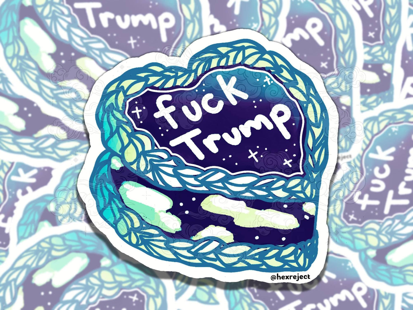 Fuck Trump Cutesy Cakes Human Rights Waterproof Vinyl Sticker, Gift for Girl Friend, Funny Sticker for Kindle Laptop Water Bottle Journal