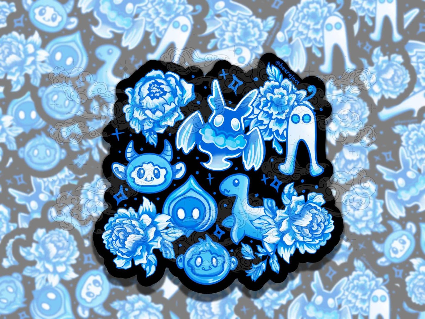 Cryptid Porcelain Cute Witchy Waterproof Vinyl Sticker, Gift for Girl Friend, Funny Sticker for Kindle Laptop Water Bottle Journal